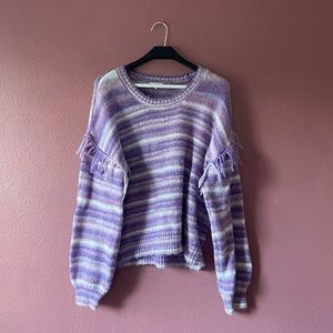 Fun Fringe Sweater Purple Lavender Pink Olivia Sky XL